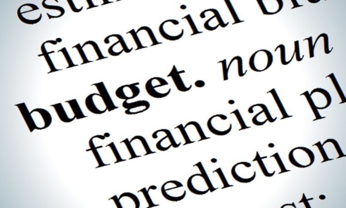 Close up of budget definition icon