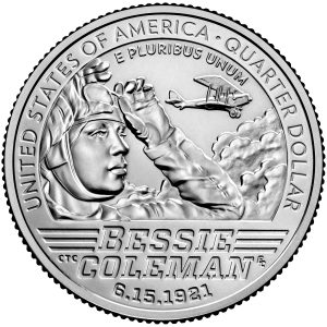 Picture of quarter featuring Bessie Coleman