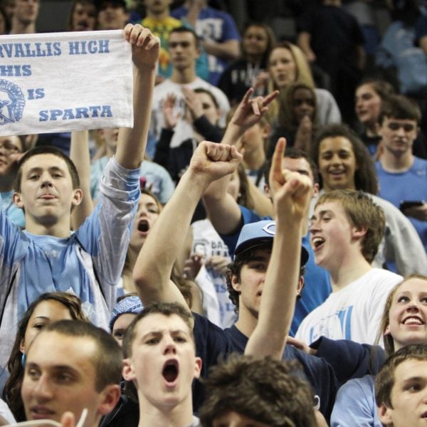 Crowd of Corvallis High School students at game