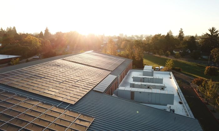 rooftop solar panels at Corvallis High