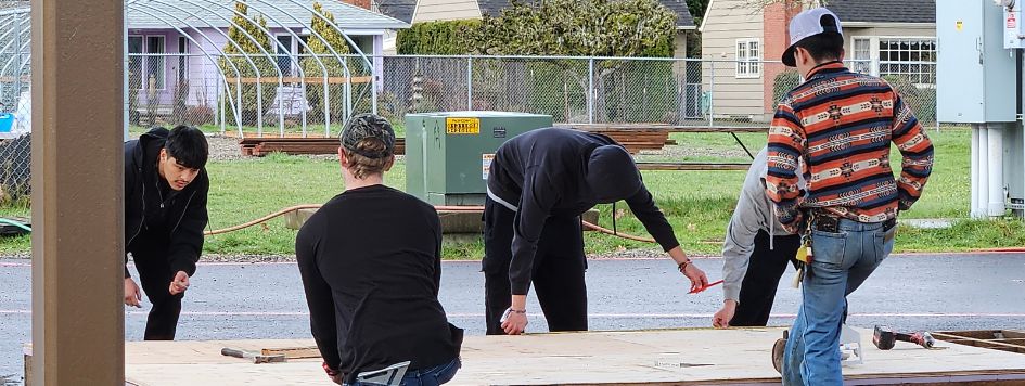 Students doing construction projects