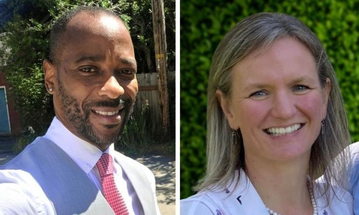 Headshots of Dennis Foster Jr. and Amy Wright