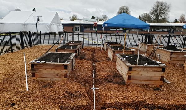 Irrigation set up in Garfield Elementary grounds