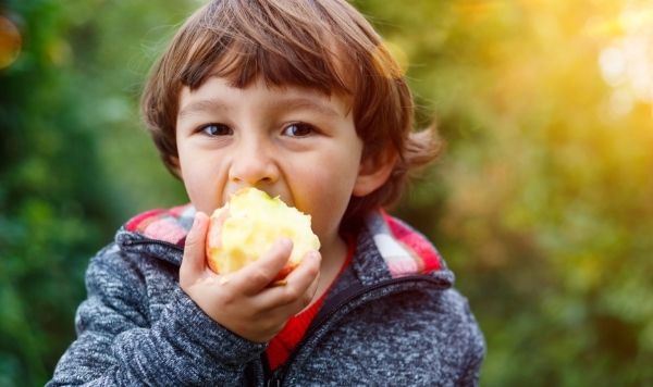 Child eating an apple