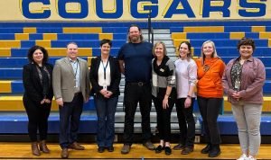 Golden Apple winner Ty Smith with district and Cheldelin staff, and members of the Corvallis Public Schools Foundation.