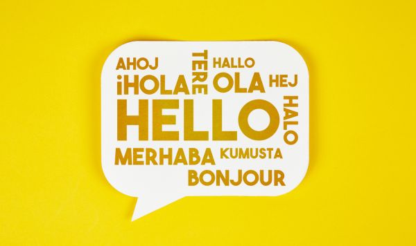 Word bubble with "hello" in different languages