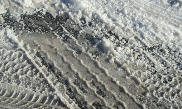 tire tracks in the snow